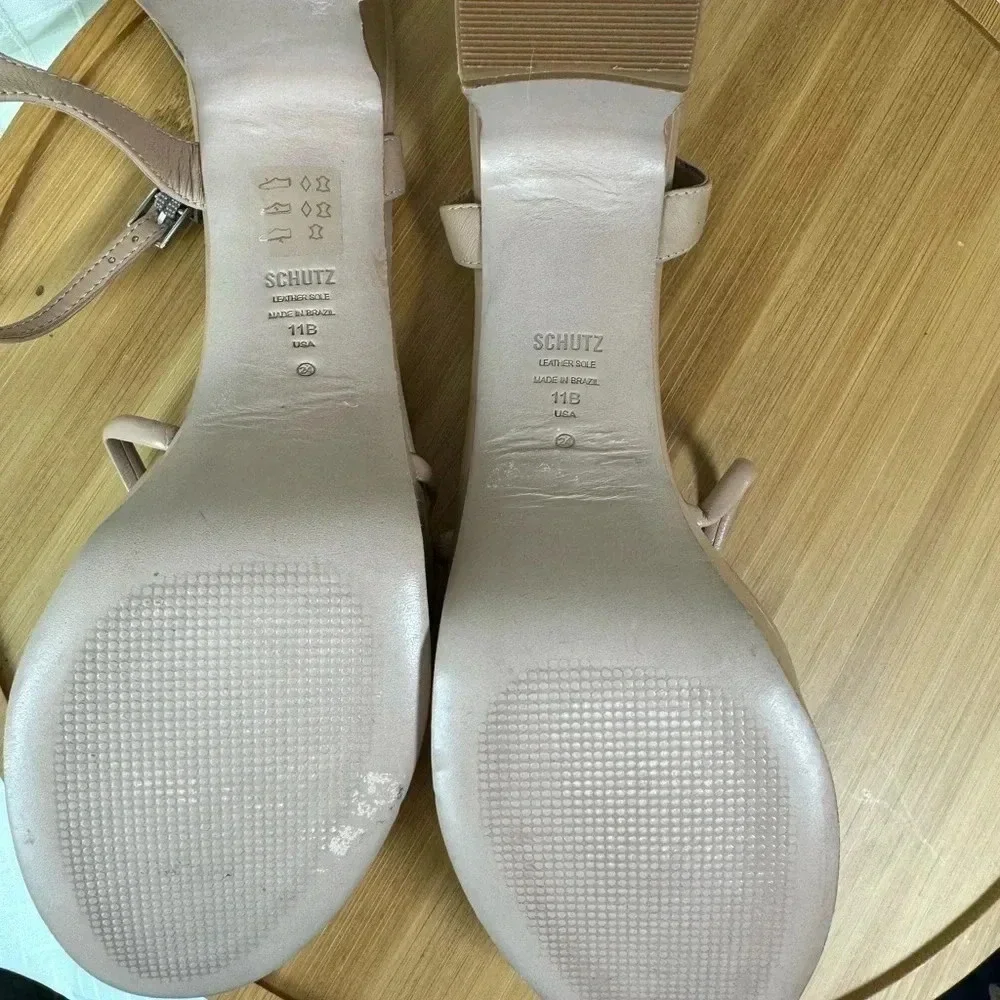 SCHUTZ Women’s 11 Platform Ankle Strap Nude Heels New Few Marks. See Pics